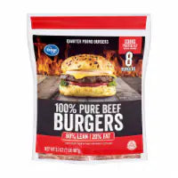Kroger® 100% Pure Ground Beef Quarter Pound Burgers 8 ct / 2 lb