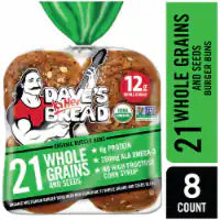 Dave's Killer Bread Organic 21 Whole Grains and Seeds Hamburger Buns 8 ct / 17.6 oz