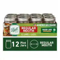 Ball Glass Mason Jars with Lids and Bands, Regular Mouth, 8 oz. Half Pint, 12 Count