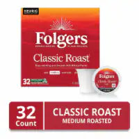 Folgers Classic Roast, Medium Roast Coffee, Keurig K-Cup Pods 32 count