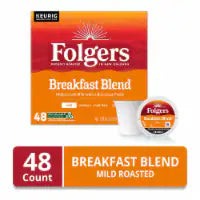 Folgers Breakfast Blend K-Cup Pods, Mild Roast Coffee 48 count
