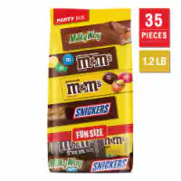M&M'S Snickers & Milky Way Fun Size Chocolate Candy Variety Pack Party Size Bulk Bag 19.2 oz