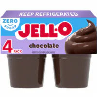 Jell-O Chocolate Sugar Free Pudding Cups Snack 4 CT