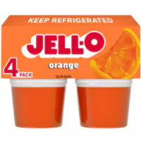 Jell-O Original Orange Jello Cups Gelatin Snack 4 CT