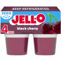 Jell-O Black Cherry Sugar Free Jello Cups Gelatin Snack 4 ct