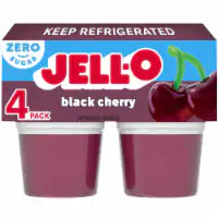 Jell-O Black Cherry Sugar Free Jello Cups Gelatin Snack 4 CT