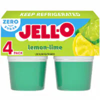 Jell-O Lemon-Lime Sugar Free Jello Cups Gelatin Snack 4 ct