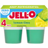 Jell-O Lemon-Lime Sugar Free Jello Cups Gelatin Snack 4 CT