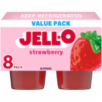 Jell-O Original Strawberry Jello Cups Gelatin Snack Value Pack 8 CT