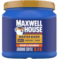 Maxwell House Master Blend Mild Roast Ground Coffee, Canister 26.8 OZ