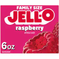 Jell-O Raspberry Gelatin Dessert Mix, Family Size, Box 6 OZ