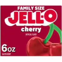 Jell-O Cherry Gelatin Dessert Mix, Family Size, Box 6 OZ
