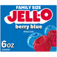 Jell-O Berry Blue Gelatin Dessert Mix, Family Size, Box 6 OZ