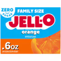 Jell-O Orange Zero Sugar Low Calorie Gelatin Dessert Mix, Family Size, Box 0.6 OZ