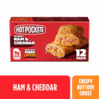 Hot Pockets Hickory Ham and Cheddar Crispy Buttery Crust Frozen Snack 12 pack