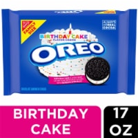 OREO Birthday Cake Creme Chocolate Sandwich Cookies Family Size 17 oz