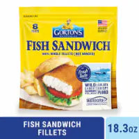 Gorton’s Breaded Fish Sandwich Cut from Whole Fish Fillets (Not Minced), Wild Caught, Frozen 8 ct / 18.3 oz