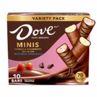 DOVE Vanilla & Strawberry Ice Cream Mini Milk Chocolate Individually Wrapped Ice Cream Bars 10 ct / 7.5 fl oz