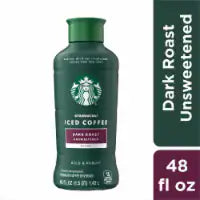 Starbucks Dark Roast Unsweetened Black Iced Bottled Coffee Drink 48 fl oz