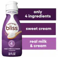 natural bliss Sweet Cream Flavored Creamer Gluten Free Creamer Iced Hot Coffee 32 fl oz