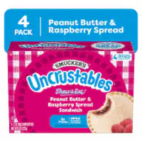 Smucker’s Uncrustables Peanut Butter & Raspberry Spread Sandwiches, 4 Count, 2 Oz. Each, Frozen
