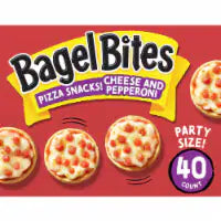 Bagel Bites Cheese & Pepperoni Mini Bagel Pizza Snacks, Box 40 CT