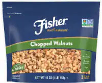 Fisher California Grown Unsalted Chopped Walnuts 16 oz / 3.5 cups