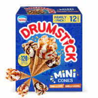 Drumstick Vanilla Fudge and Vanilla Caramel Mini Sundae Cones, 12 Count