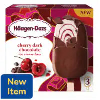 Haagen-Dazs Cherry Dark Chocolate Ice Cream Bars, 3 Count