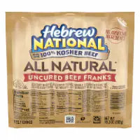 Hebrew National All Natural* Uncured Beef Franks Hot Dogs 10.300 OZ