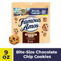 Famous Amos Classic Chocolate Chip Cookies Bite-Size Cookies Great for Sharing Resealable Bag 9 oz