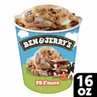 Ben & Jerry's PB S'more Marshmallow Ice Cream Pint 16 oz