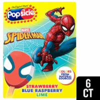 Popsicle Frozen Confection Bars Spiderman 6 ct