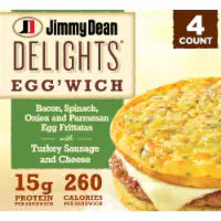 Jimmy Dean Delights® Bacon Spinach Onion Frozen Breakfast Egg'wich 4 count