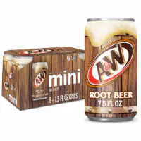A&W Root Beer Caffeine Free Soda Mini Cans 6 pk / 7.5 fl oz