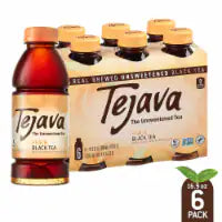 Tejava Unsweetened Peach Black Iced Tea Bottles Multipack 6 ct / 16.9 fl oz