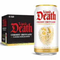 Liquid Death, Cherry Obituary, Cherry-Flavored Sparkling Water 6 ct / 12 fl oz