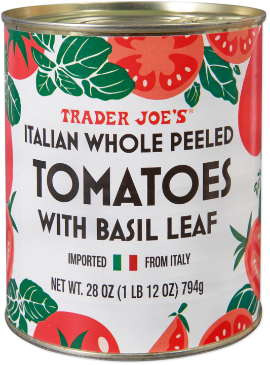 Italian Whole Peeled Tomatoes with Basil Leaf 28oz