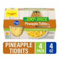 Kroger® Pineapple Tidbits Cups in 100% Pineapple Juice 4 ct / 4 oz