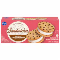 Kroger® Vanilla Chocolate Chip Frozen Dairy Dessert Sandwiches6 count