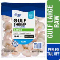Kroger® Wild Caught Large Raw Gulf Shrimp Peeled & Deveined Tail Off 12 ounces