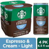 Starbucks DoubleShot® Espresso & Cream Light Iced Coffee Multipack Cans 4 pk / 6.5 fl oz