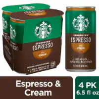 Starbucks® Espresso and Cream Iced Coffee Multipack Cans 4 pk / 6.5 fl oz