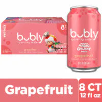 Bubly Sparkling Water, Grapefruit, Zero Sugar & Zero Calories 8 ct / 12 fl oz