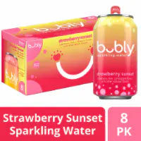 Bubly™ Strawberry Sunset Flavored Sparkling Water Cans 8 pk / 12 fl oz