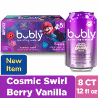 Bubly Sparkling Water, The Super Mario Galaxy Movie Cosmic Swirl, Zero Sugar & Zero Calories 8 ct / 12 fl oz