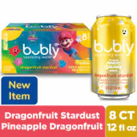 Bubly Sparkling Water, The Super Mario Galaxy Movie Dragonfruit Stardust, Zero Sugar & Zero Calories 8 ct / 12 fl oz