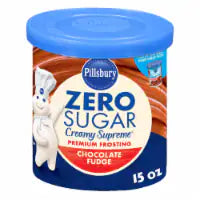 Pillsbury Zero Sugar Creamy Supreme Chocolate Fudge Flavored Premium Frosting 15 oz