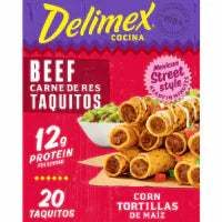 Delimex Beef Taquitos Frozen Snacks, Box 20 OZ