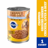 Pedigree Chopped Ground Dinner Chicken Liver & Beef Adult Canned Soft Wet Dog Food 22 oz